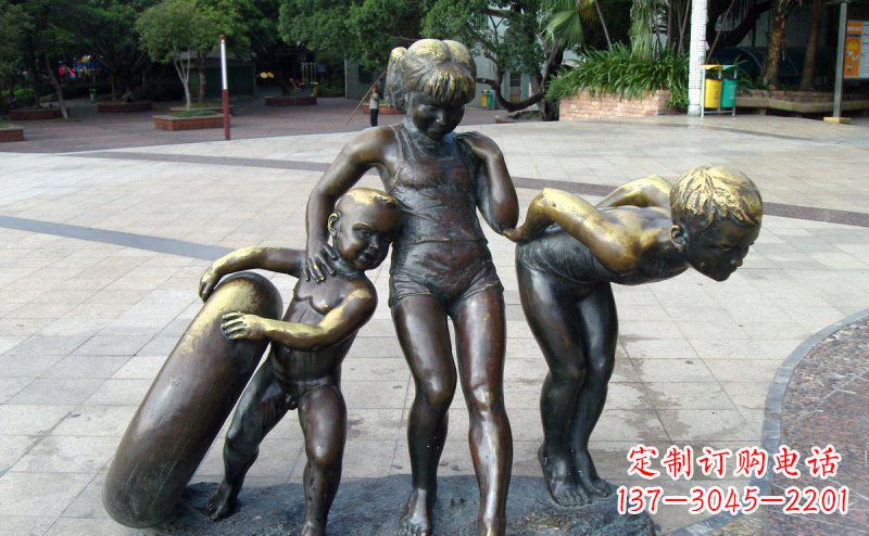 内蒙古浪漫情怀小孩铜雕