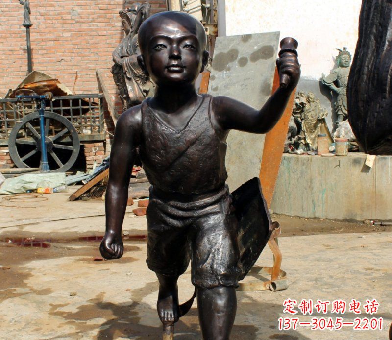 内蒙古打造完美的小孩铜雕,让童趣活跃