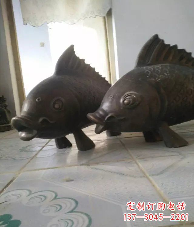 内蒙古公园小鱼景观动物铜雕