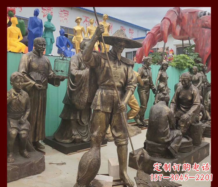内蒙古新中式鸬鹚铜雕塑