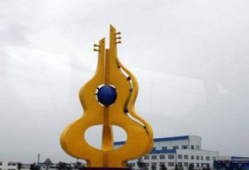 内蒙古中领雕塑：葫芦琵琶不锈钢雕塑