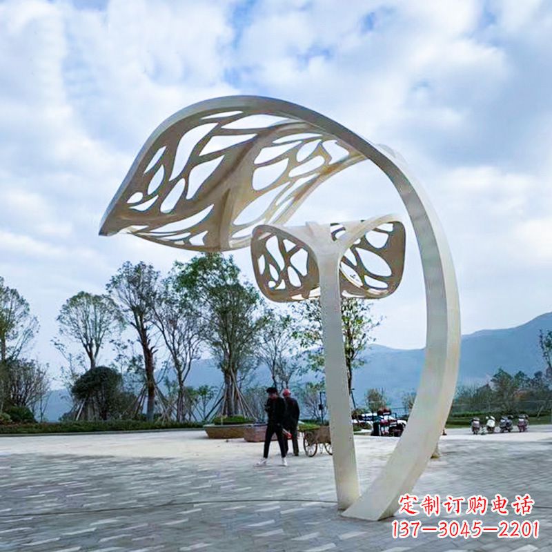 内蒙古精致的不锈钢树叶雕塑