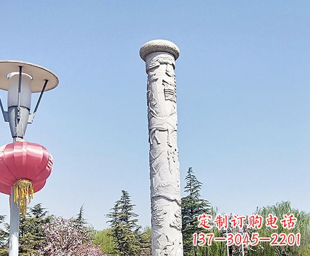 内蒙古广场景观大理石龙柱石雕 (6)