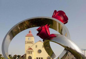 内蒙古中领雕塑：风格独特的不锈钢玫瑰戒指雕塑