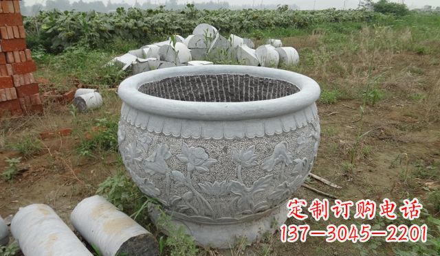 内蒙古荷花花盆公园景观石雕，千般美妙一览无余