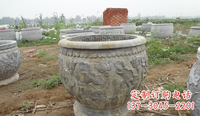 内蒙古荷花花盆公园景观石浮雕