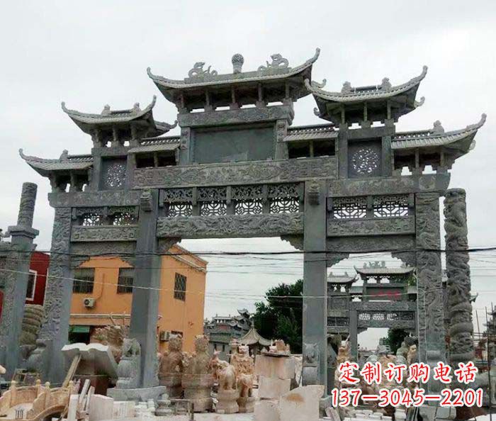 内蒙古石雕牌坊,精致雕塑让你完美点缀