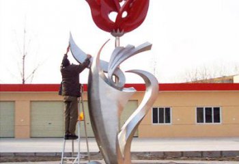内蒙古高端定制玫瑰花不锈钢大型雕塑