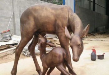 内蒙古母子鹿公园动物铜雕——精美绝伦