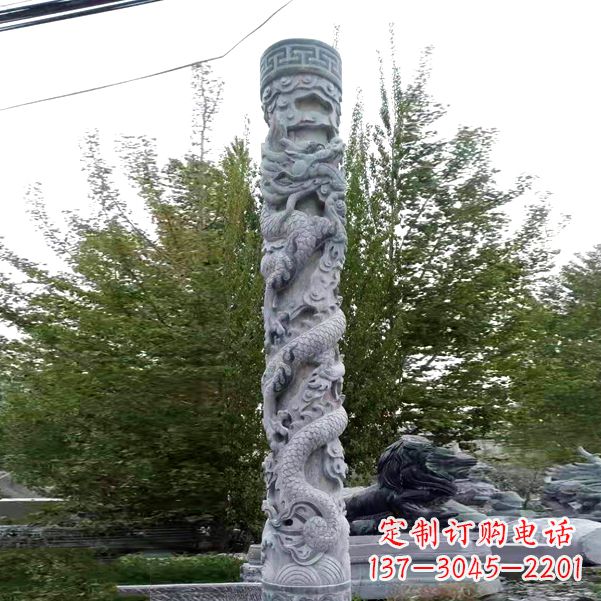内蒙古华贵典雅的石雕盘龙柱雕塑