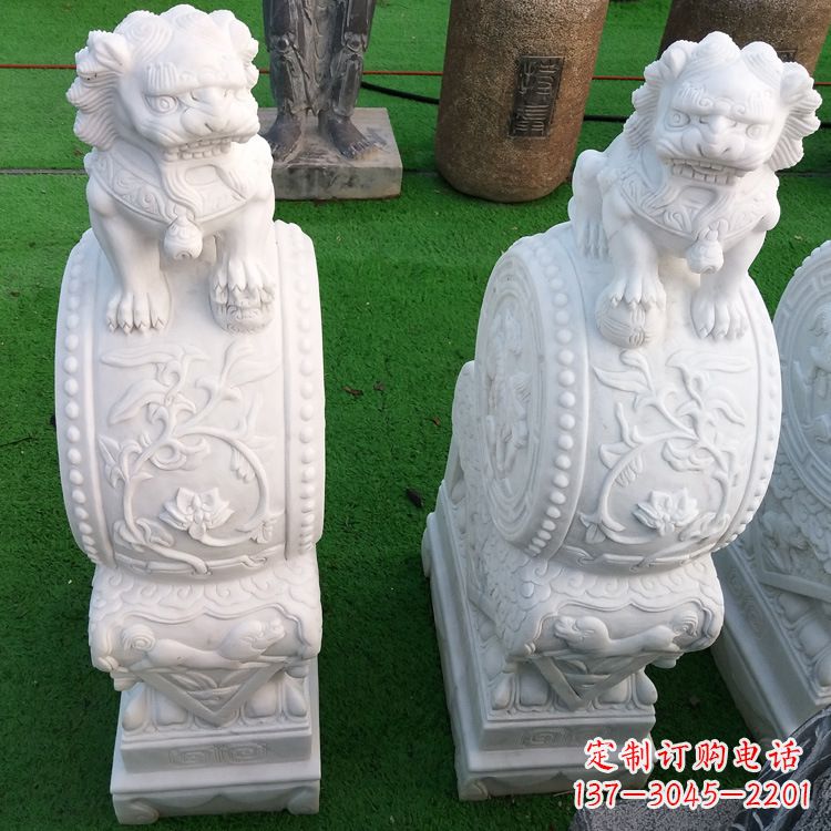 内蒙古石雕青石貔貅门墩雕塑
