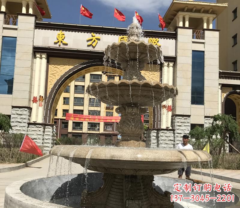 内蒙古石雕小区大型喷泉雕塑
