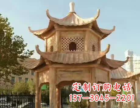 内蒙古石雕小区景观双层凉亭