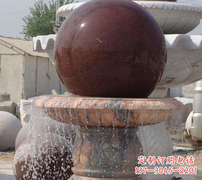 内蒙古石来运转小型风水球喷泉石雕