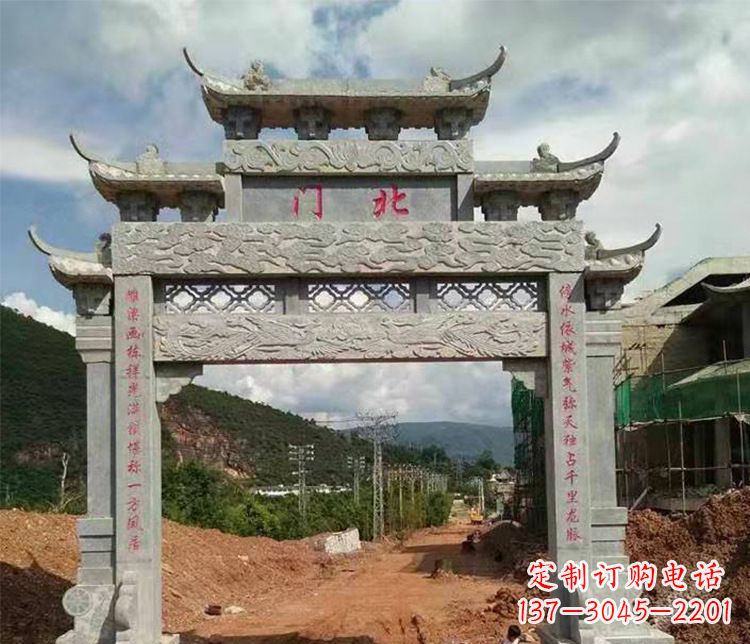 内蒙古石牌坊单门牌坊石雕