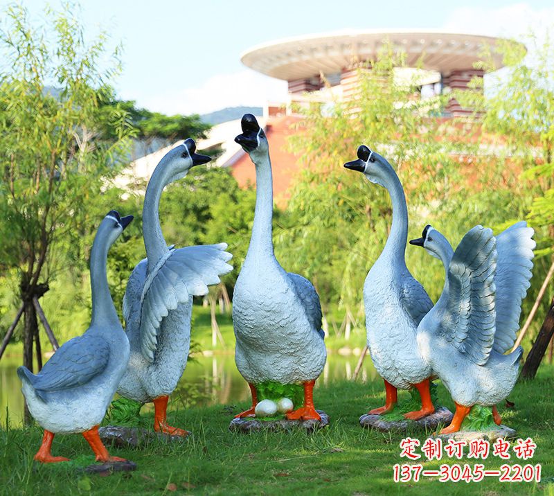 内蒙古树脂工艺品玻璃钢雕塑商场美陈户外园林景观装饰品仿真动物鹅摆件