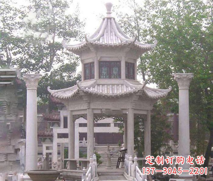 内蒙古双层仿古凉亭石雕 (3)