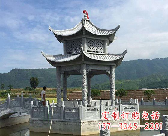 内蒙古双层仿古凉亭石雕_1