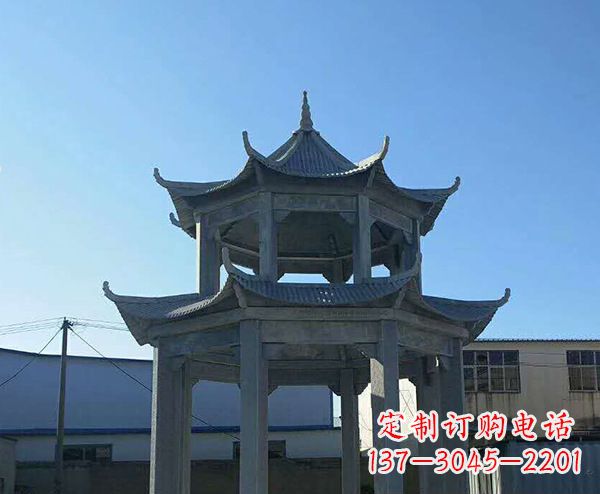 内蒙古双层仿古石凉亭石雕_1
