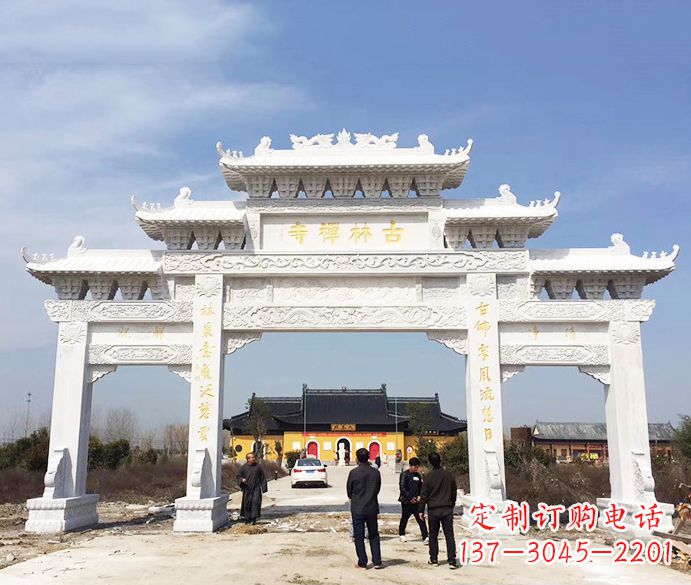 内蒙古寺庙三门五楼石牌坊石雕_2