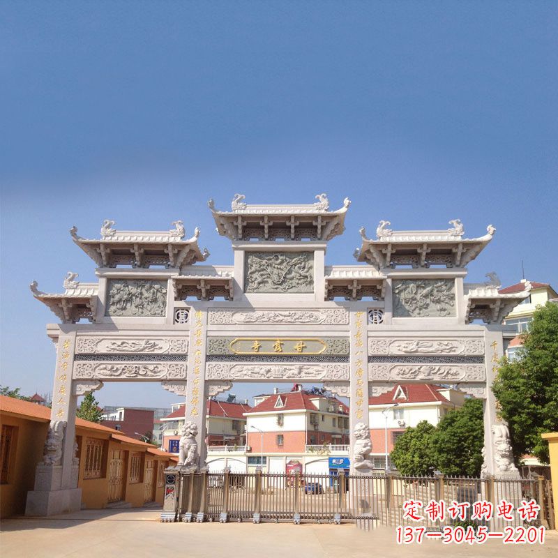 内蒙古寺院大门石雕牌楼