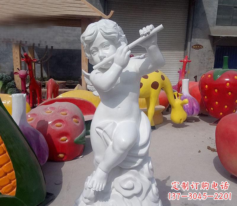 内蒙古天使吹笛人物石雕