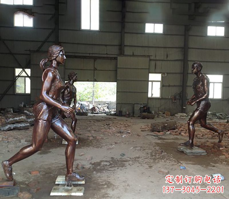 内蒙古铜雕跑步女生