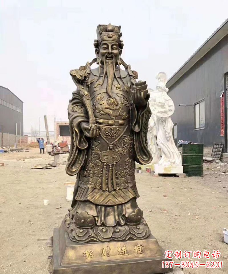 内蒙古铜雕寺庙财神雕塑