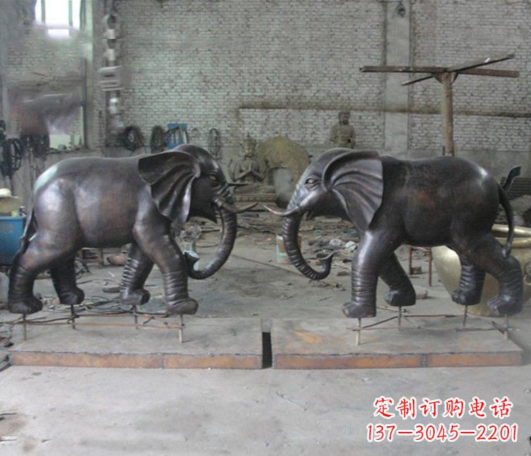 内蒙古铜雕园林动物大象雕塑 (2)