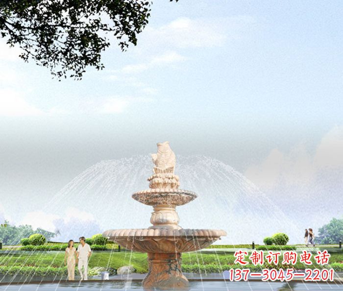 内蒙古晚霞红多层大型石雕喷泉 (4)