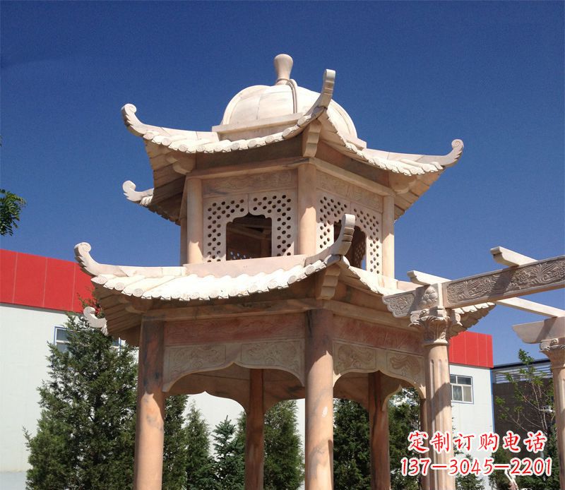 内蒙古晚霞红景观凉亭雕塑