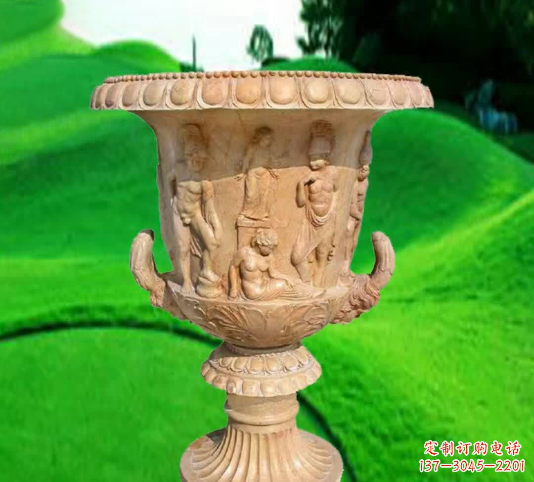 内蒙古晚霞红欧式花盆石雕