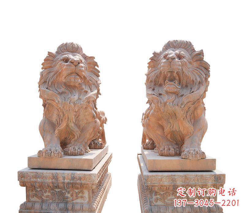 内蒙古晚霞红欧式狮子雕塑