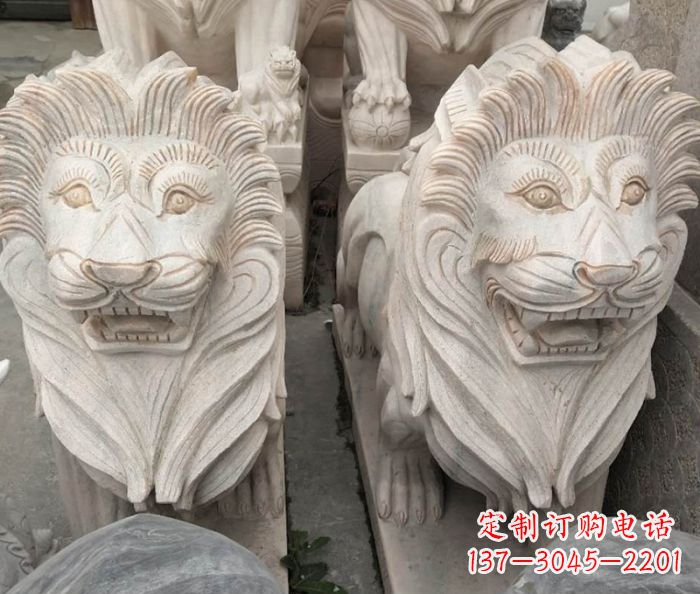 内蒙古晚霞红欧式狮子石雕 (2)