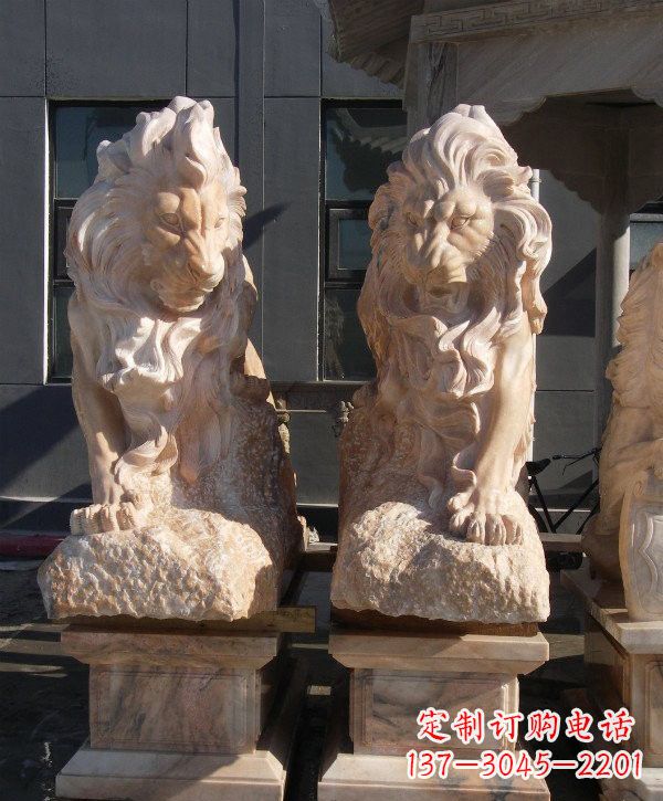 内蒙古晚霞红欧式狮子石雕