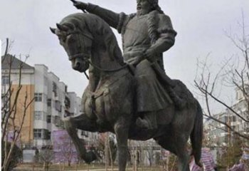 内蒙古精致雕刻成吉思汗青铜骑马