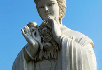 内蒙古石榴之美——十二花神之五月石榴李氏汉白玉古代美女雕像