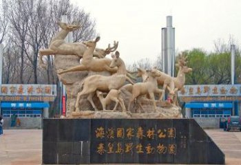 内蒙古梅花鹿雕塑——令公园更美丽