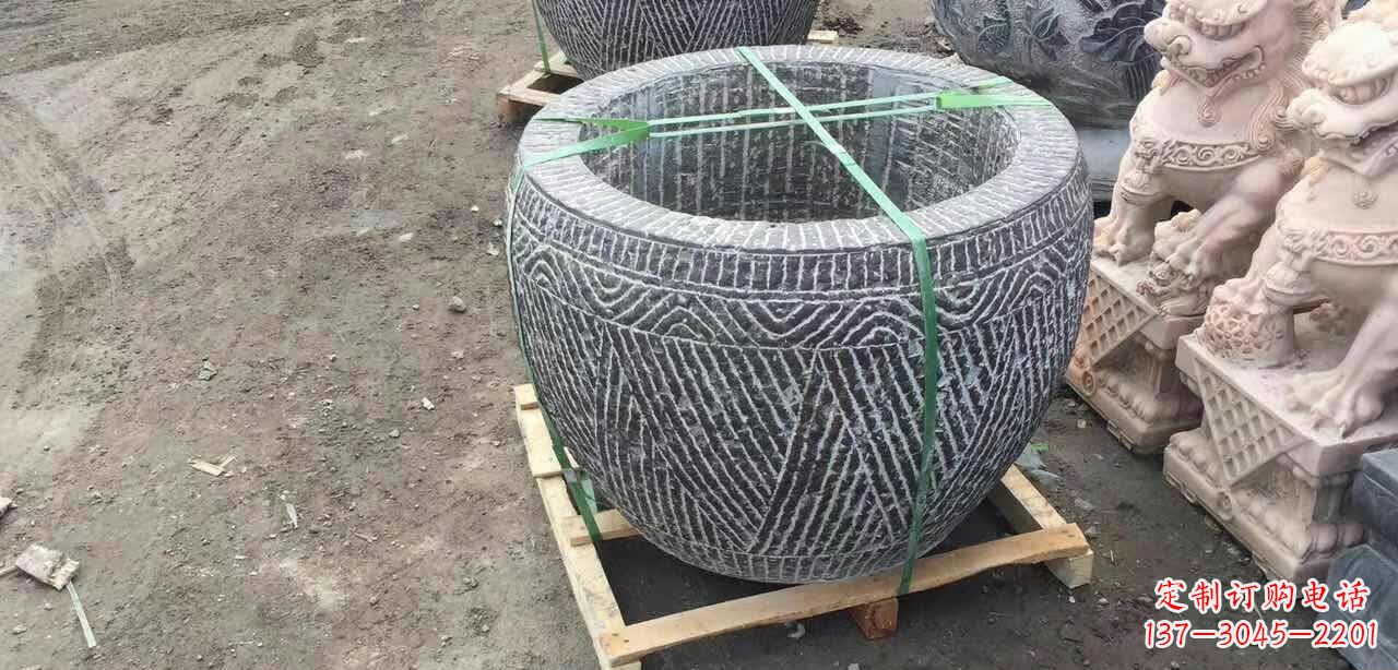 内蒙古纹理石浮雕水缸