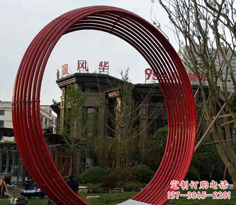 内蒙古小区不锈钢圆环景观雕塑