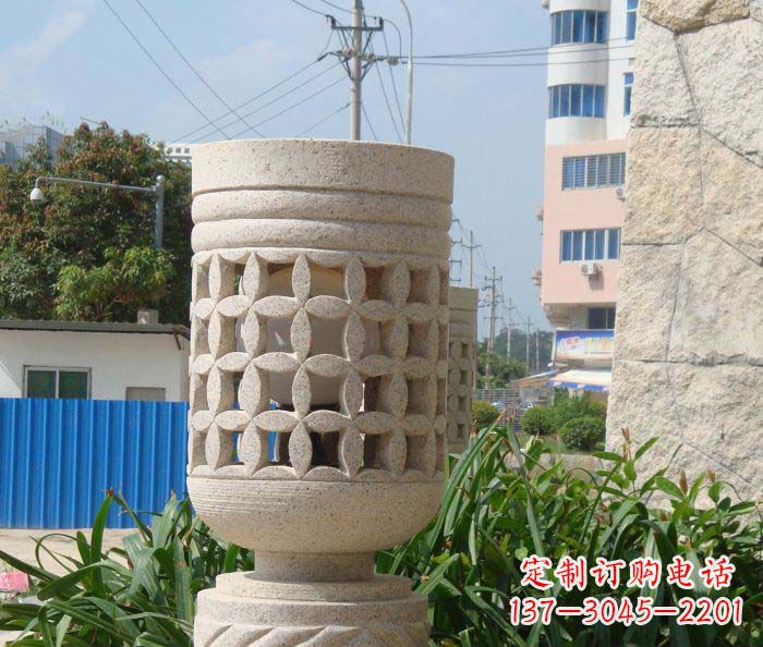 内蒙古小区景观镂空石灯石雕