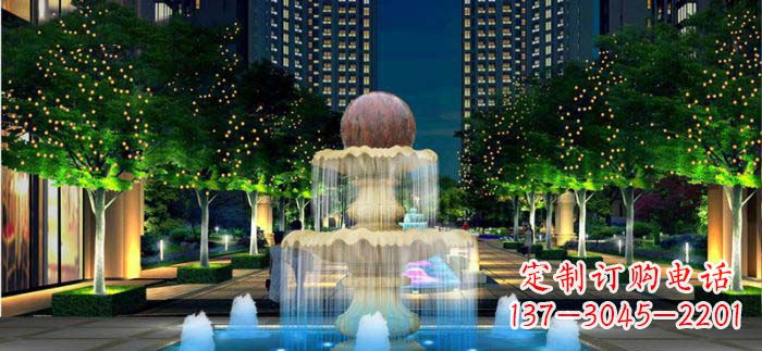 内蒙古小区石来运转风水球石雕喷泉