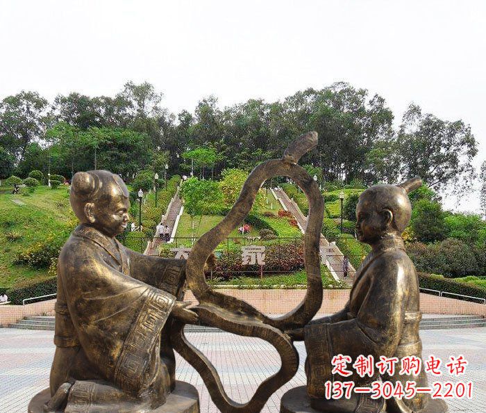 内蒙古校园抽象孔融让梨铜雕