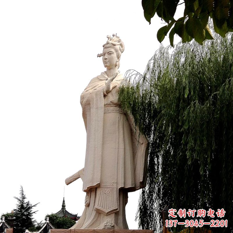 内蒙古虞姬砂岩石雕-景区园林古代人物著名美女雕像