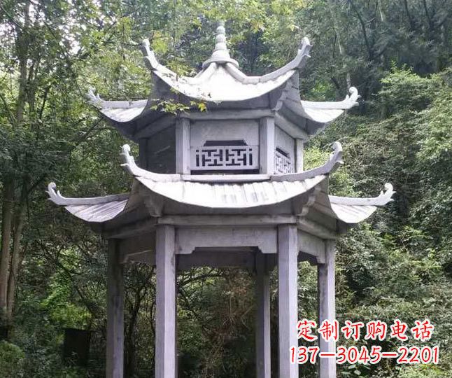 内蒙古园林仿古石凉亭景观石雕 (3)