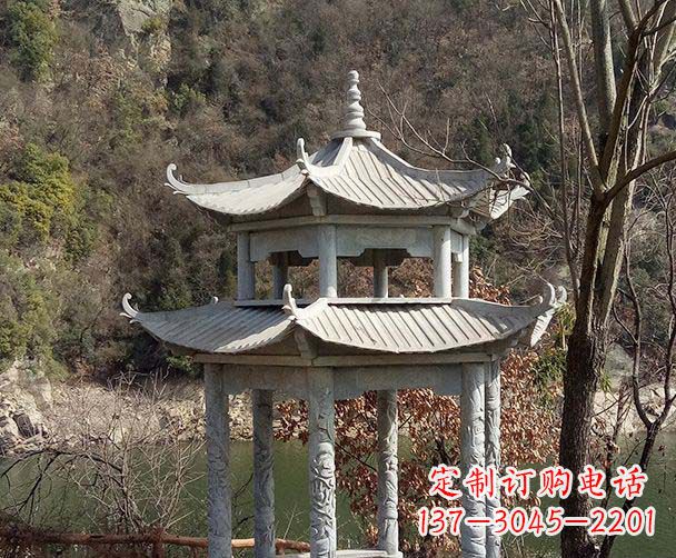 内蒙古园林仿古双层石雕凉亭