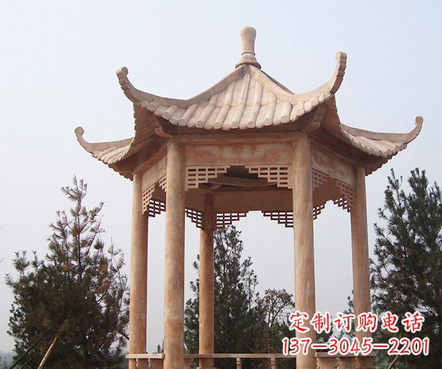 内蒙古园林景观单层石雕凉亭 (3)