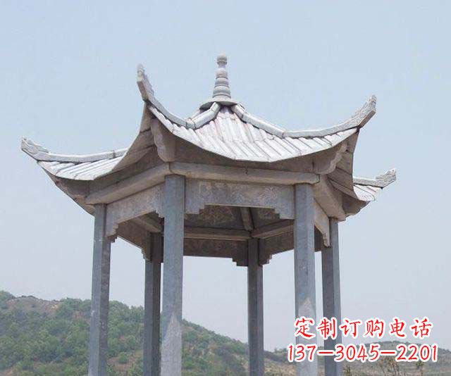 内蒙古园林景观单层石雕凉亭 (2)