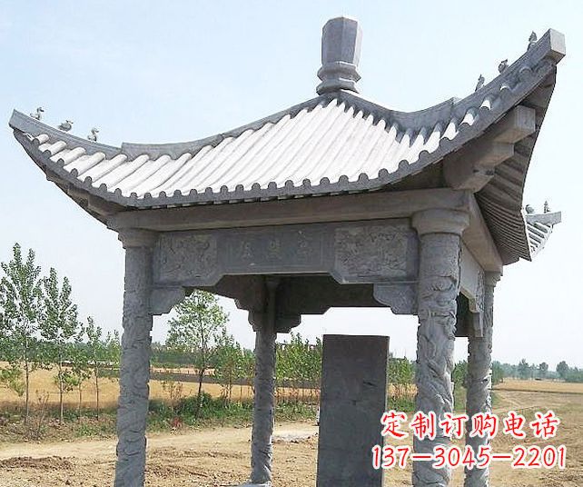 内蒙古园林景观单层石雕凉亭 (4)