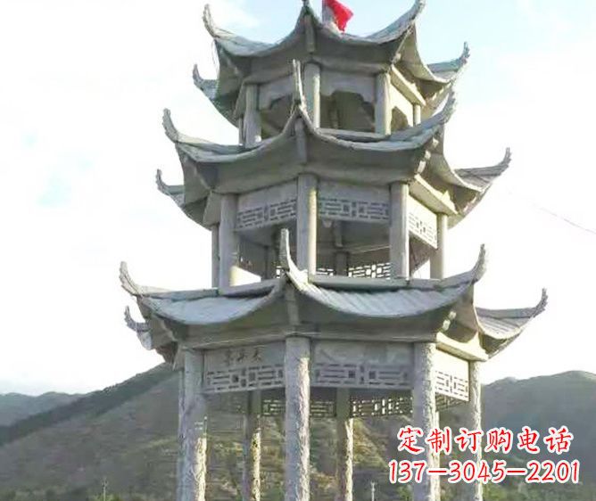 内蒙古园林景观多层凉亭石雕 (3)